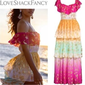 NWT!! LoveShackFancy Vynne Surfer Fuchsia Light Maxi Dress Size 4 Retail $795
